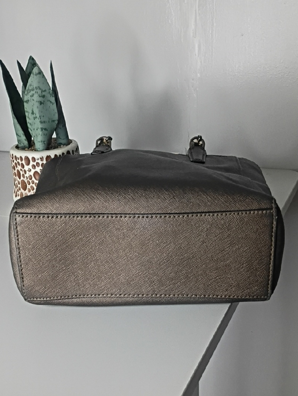 Coach Madison Saffiano Mini North South Tote Bronze Purse Bag - Picture 8 of 16